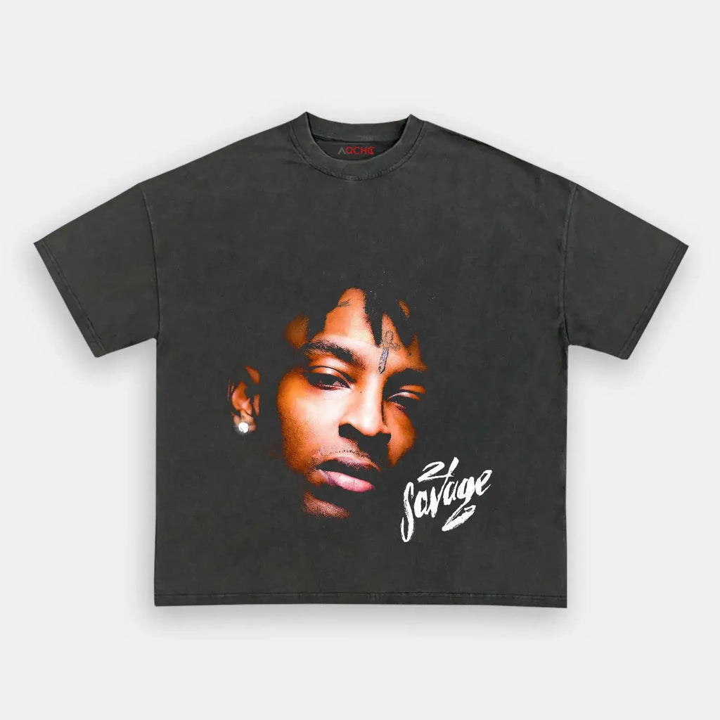 AQCHIC 21 Savage Big Faces Unisex Graphic Heavyweight Cotton Shirt