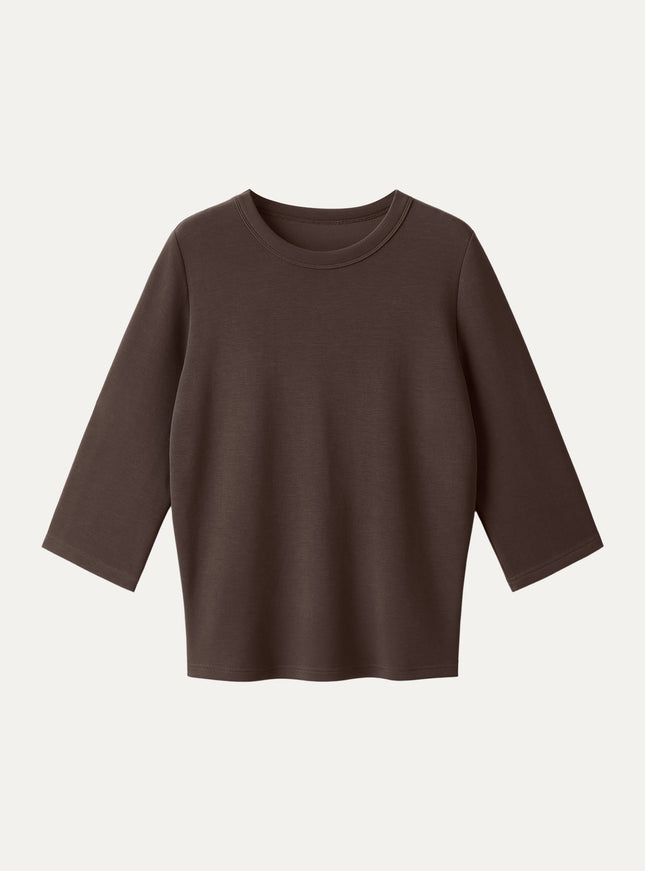 Sandwashed Spacer Crewneck 3/4 Sleeve Top