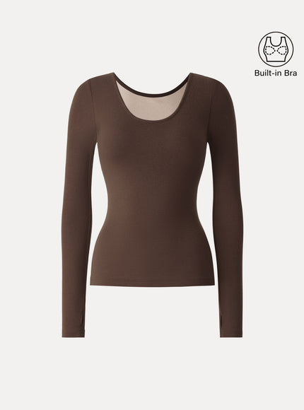 Lyocell Cashmere Scoop Neck Thumbhole Bra Top