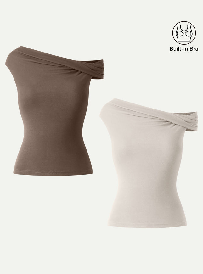 Multi-wear Versatile Necklines Built-In Bra Top