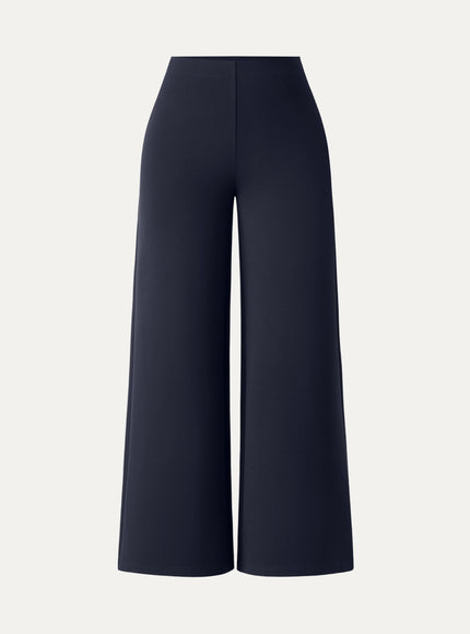 Ponte High-Rise Wide-Leg Pants with Pockets - Pure Black