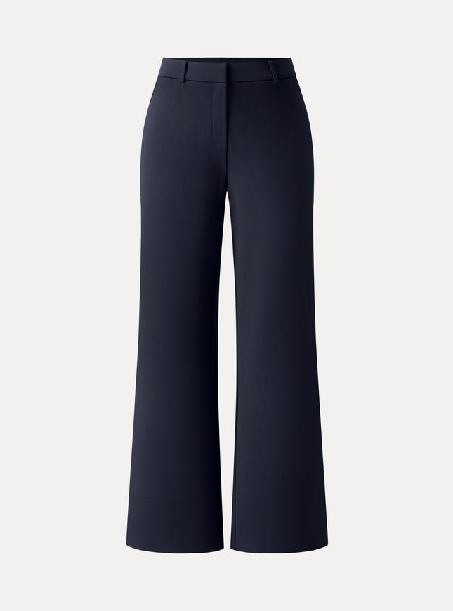Ponte Mid-Rise Wide-Leg Pants with Pockets - Heather Black Grey