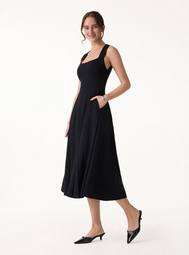The Anytime Little Black Built-In Bra Dress with Pockets