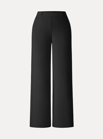 Stretch Cotton Blend Slimming High Rise Wide Leg Pants