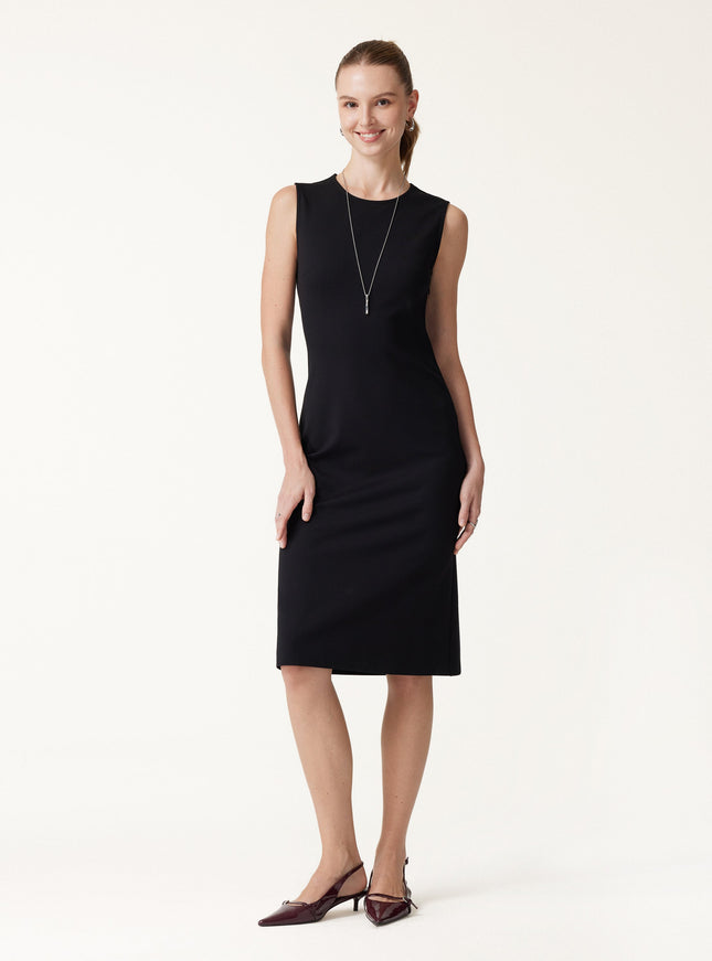 Ponte Round Neck Column Midi Dress