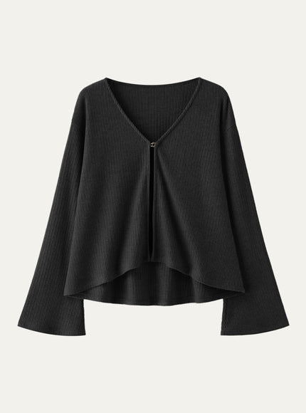 V Neck Flare Long Sleeve Cardigan