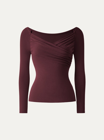 Surplice Ruched Long Sleeve Top