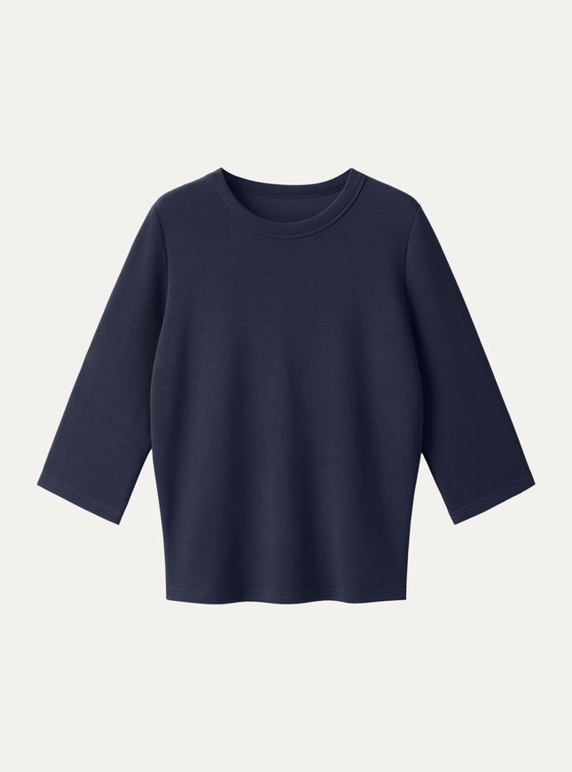 Sandwashed Spacer Crewneck 3/4 Sleeve Top