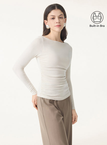 2Pcs Set Boatneck Built-In Bra Top & Drapey A-Line Maxi Skirt