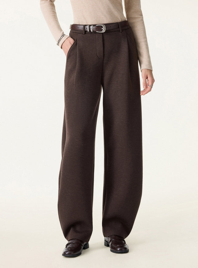 Cozy Knit Mid Rise Barrel Leg Pull-on Pants