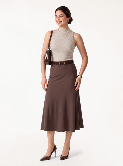 Lyocell-Wool Knit Mock Neck Built-In Bra Top