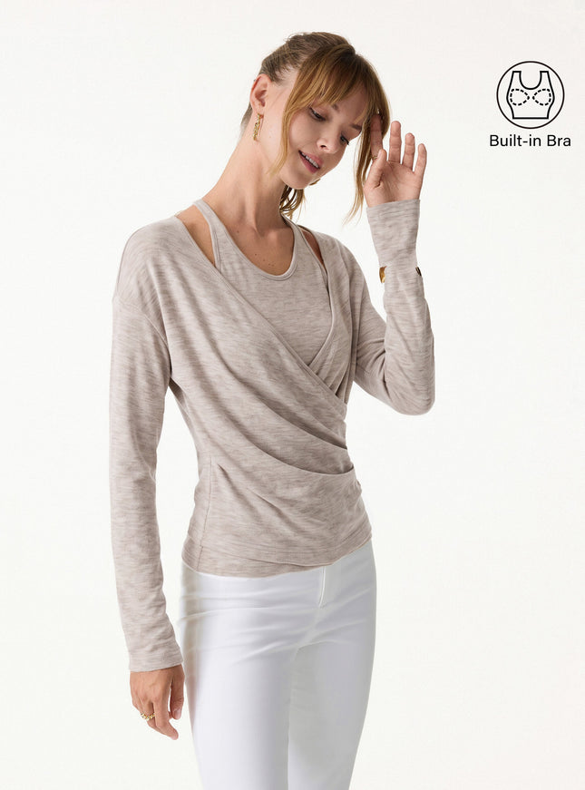 Two-Piece Set Cami with Surplice Ruched Built-In Bra Top