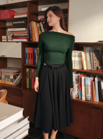 Lyocell Blend Volume Skirt with Pockets