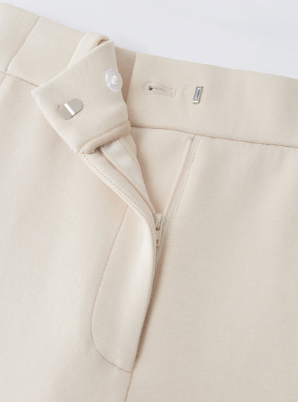 Stretchy Mid Rise Wide Leg Trouser