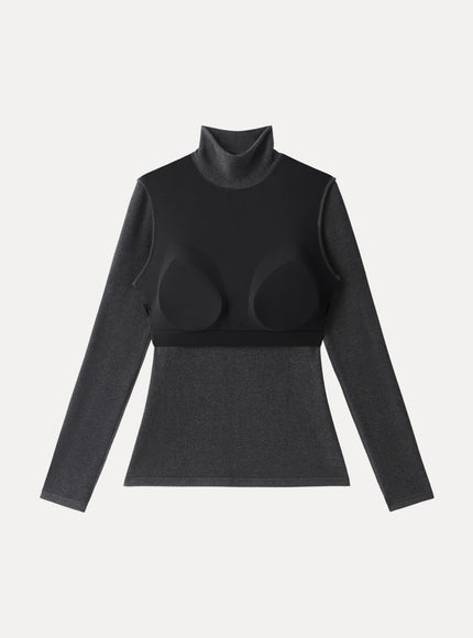 MaxWarm Turtleneck Long Sleeve Built-In Bra Top
