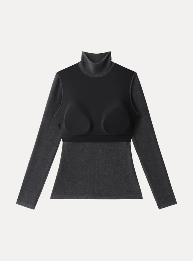 MaxWarm Turtleneck Long Sleeve Built-In Bra Top