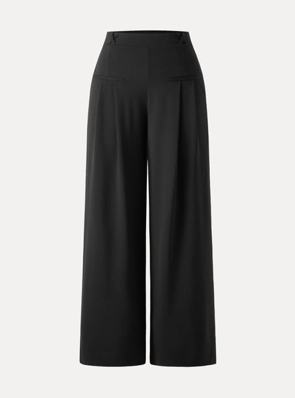 Drapey Bamboo Ponte Mid Rise Wide Leg Trouser with Pockets