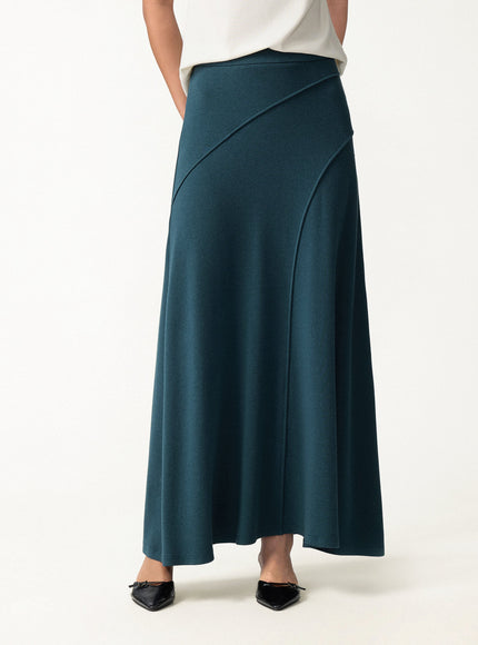 2Pcs Set Surplice Long Sleeve Top & A-Line Midi Skirt