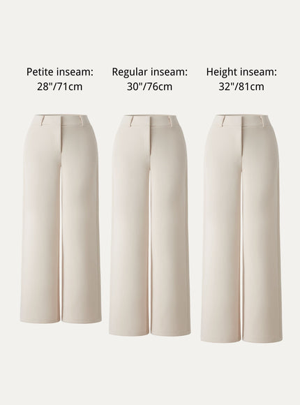 Stretchy Mid Rise Fly-Front Wide Leg Trouser