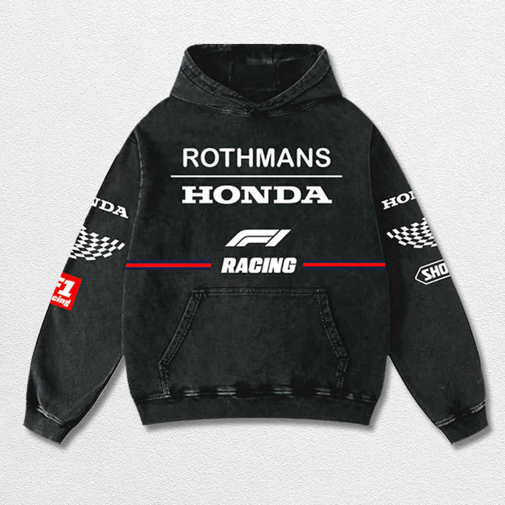 Retro Rothmans Honda HRC Racing Washed Hoodie Formula 1 World Champion Enthusiast Apparel Streetwear Raci – image 3
