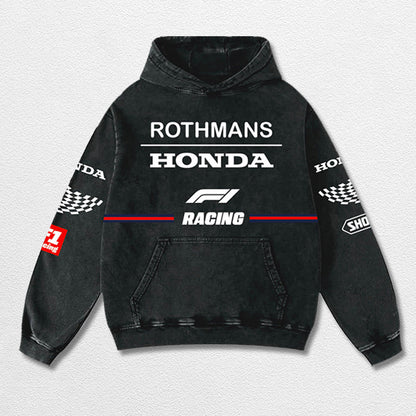 Retro Rothmans Honda HRC Racing Washed Hoodie Formula 1 World Champion Enthusiast Apparel Streetwear Raci – image 3