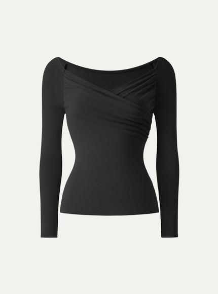 Surplice Ruched Long Sleeve Top