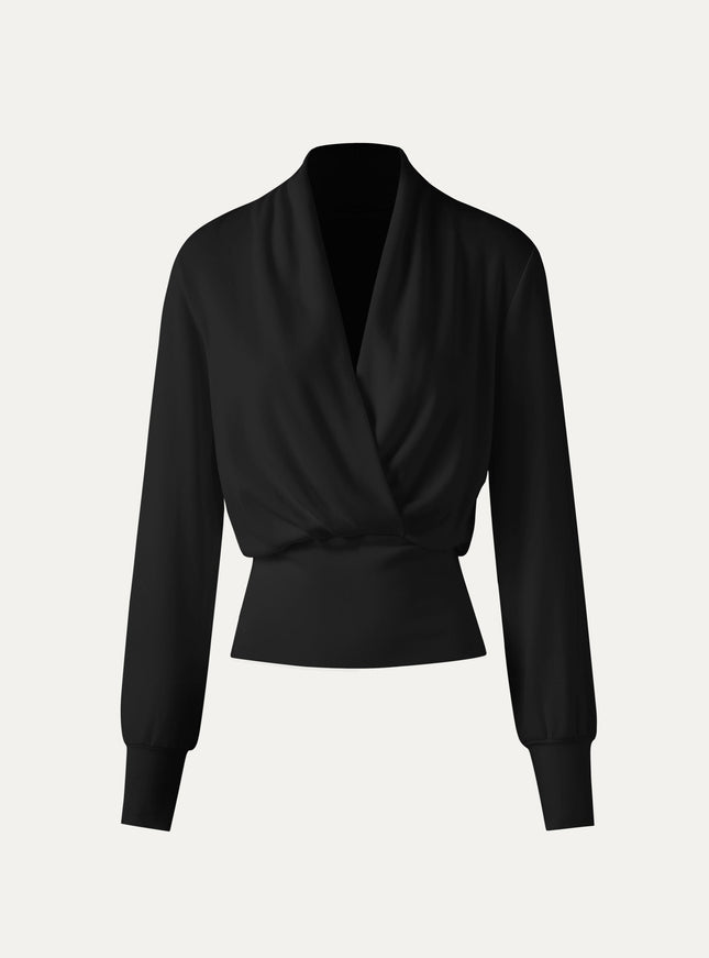 Surplice Long Sleeve Banded Hem Top