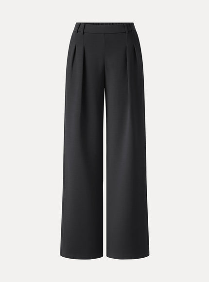 Lyocell Spacer Knit High-Rise Wide-Leg Tuck Pants with Pockets