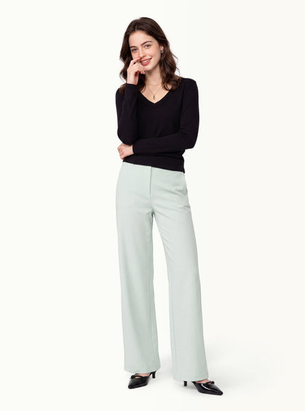 V-Neck Long Sleeve Banded Hem Top