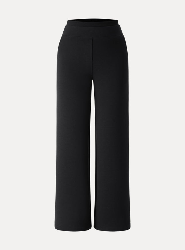 Double Waistband Straight Leg Pants with Pockets