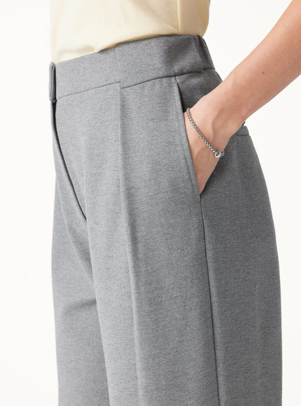 Ponte High-Rise Straight-Leg Pants with Pockets - Heather Charcoal Grey