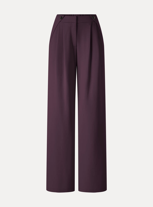 Ponte High-Rise Wide-Leg Gusset Pants with Pockets