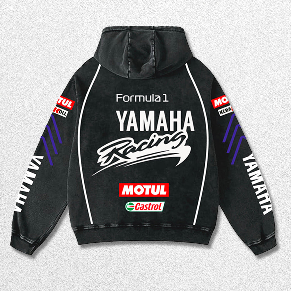 Retro Camel Yamaha Racing Washed Hoodie Formula 1 World Champion Enthusiast Apparel Streetwear Racing Tea – image 2