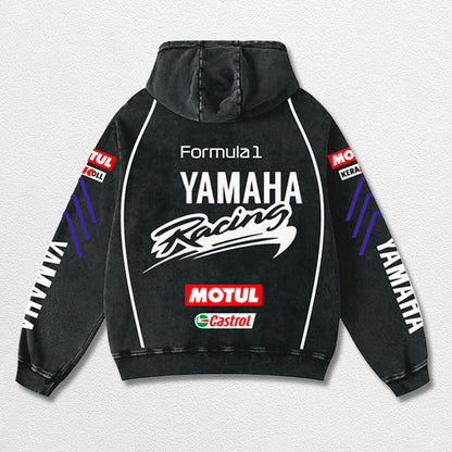 Retro Camel Yamaha Racing Washed Hoodie Formula 1 World Champion Enthusiast Apparel Streetwear Racing Tea – image 2