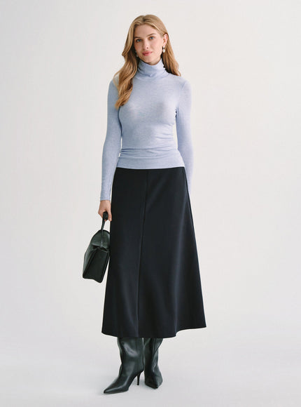 Lyocell-Wool Mock Neck Long Sleeve Built-In Bra Top