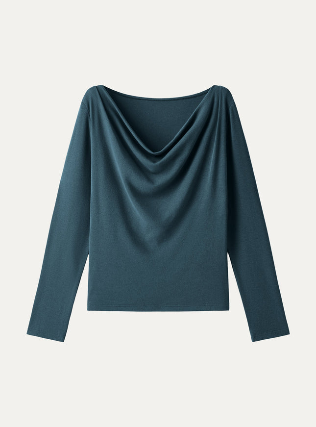 Cowl Neck Long Sleeve Draped Top