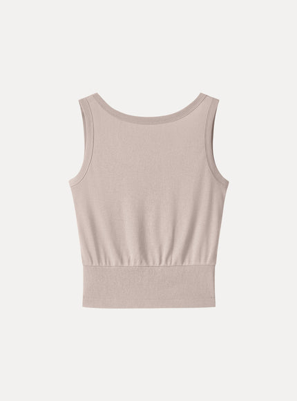 Cotton-Linen Blend Reversible Boatneck Low Back Top