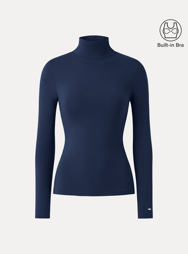 MaxWarm Turtleneck Long Sleeve Built-In Bra Top