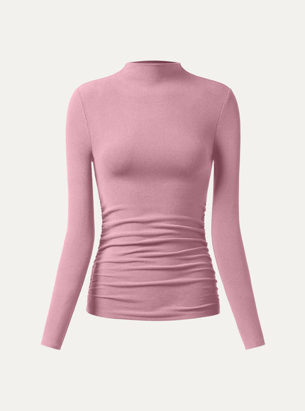 Ruched Sides Tuckable Mockneck Top