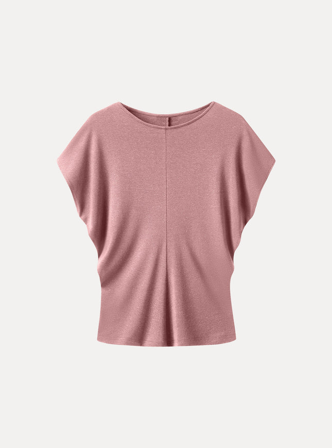 Linen-Blend Round Neck Relaxed Summer Top