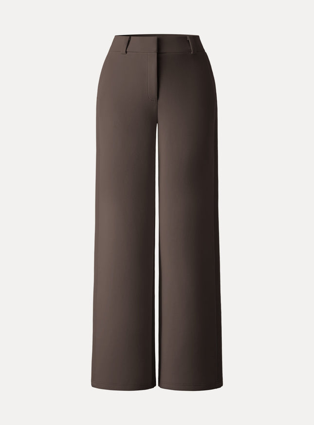 Stretchy Mid Rise Wide Leg Trouser