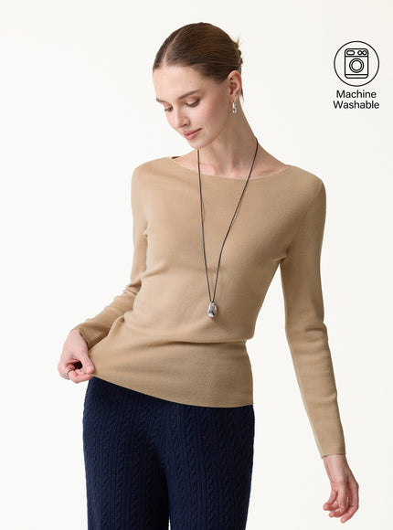 100% Merino Wool Boat Neck Sweater