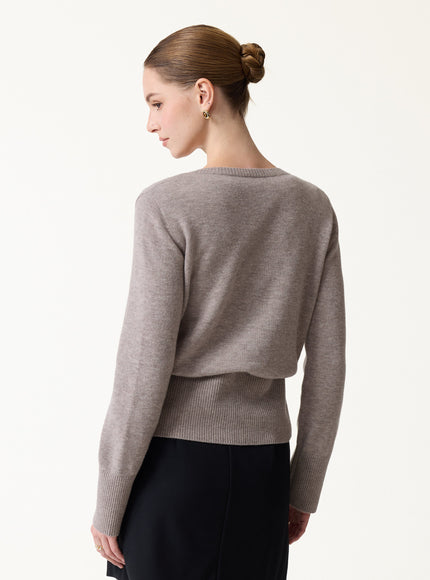 2Pcs Set 100% Merino Wool Long Sleeve Cardigan & Mock Neck Sweater