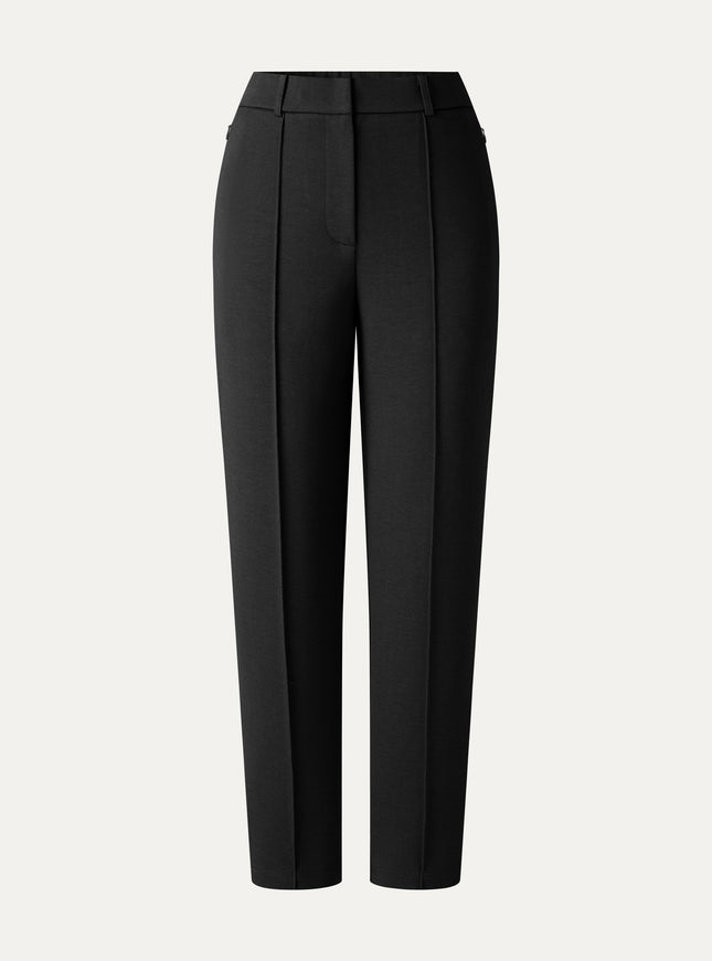 Modal Blend Ponte High-Rise Ankled Slim-Straight Pants with Pockets