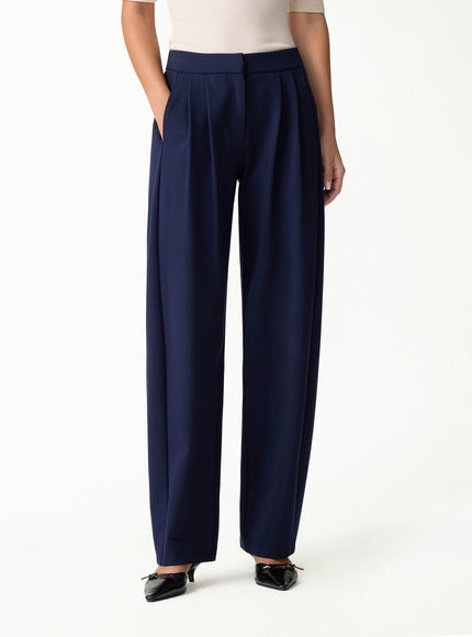 Ponte Low-Rise Ankled Barrel Pants with Pockets