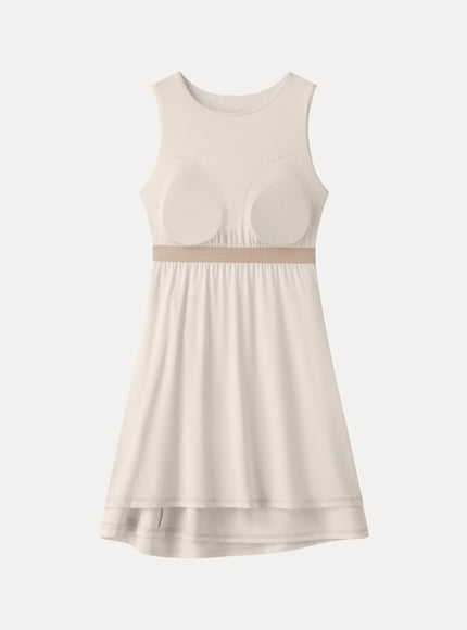 Ribbed Round Neck Sleeveless Side-Twist Mini Built-In Bra Dress