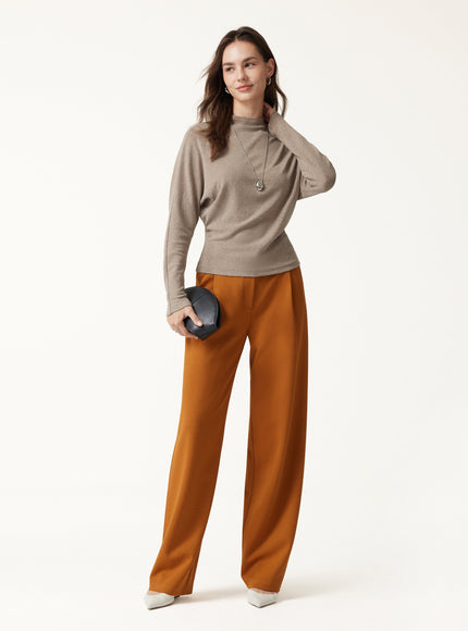 Mock Neck Batwing Sleeve Top