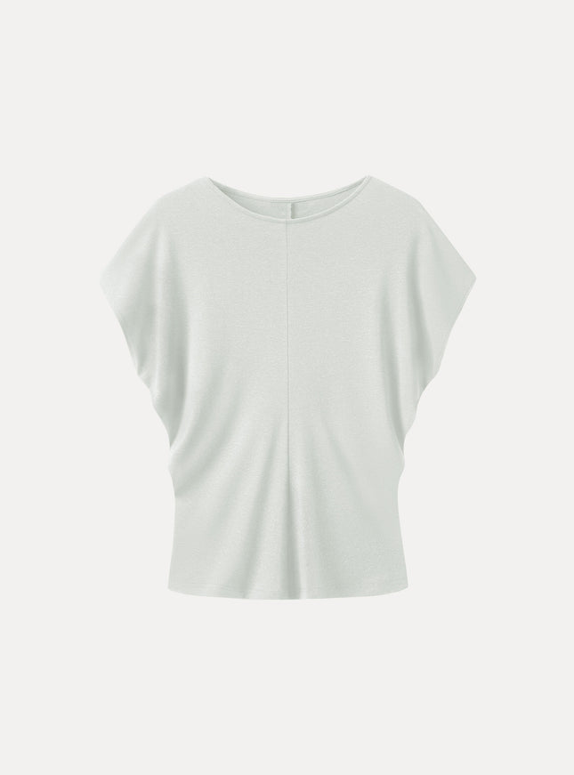 Linen-Blend Round Neck Relaxed Summer Top