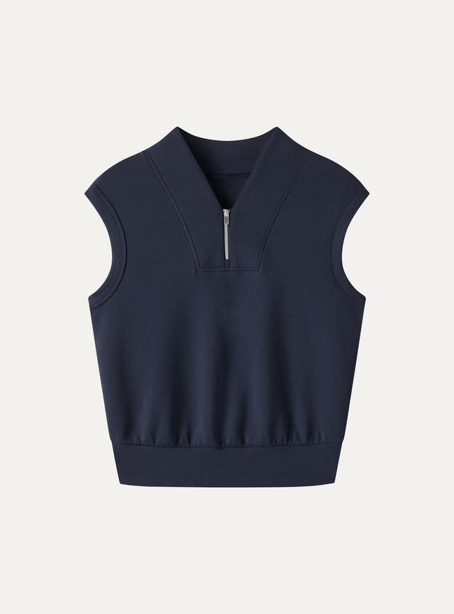 Air Cotton Quarter-Zip Banded Hem Travel Top