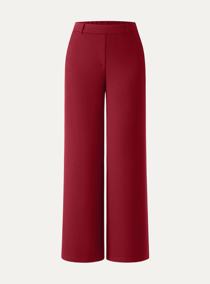 Ponte Mid-Rise Wide-Leg Pants with Pockets - Hickory Brown